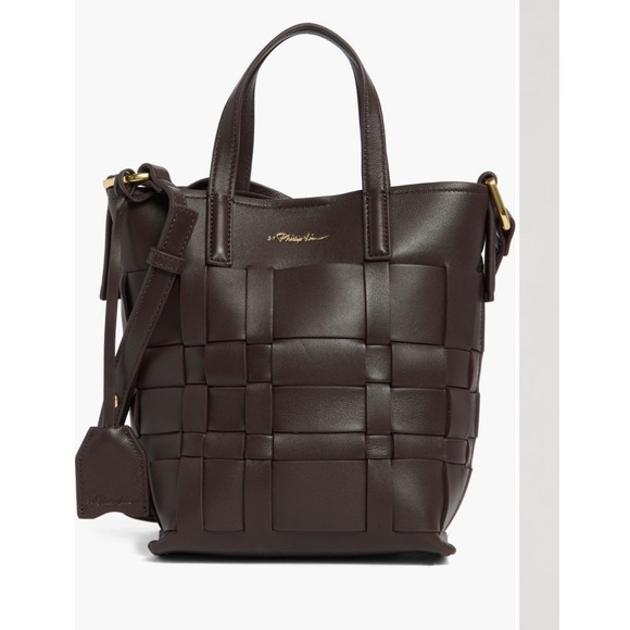 3.1 Phillip Lim Handbags - 3.1 Phillip Lim Chocolate Leather Mini Modern Lattice Bucket Bag with Pouch